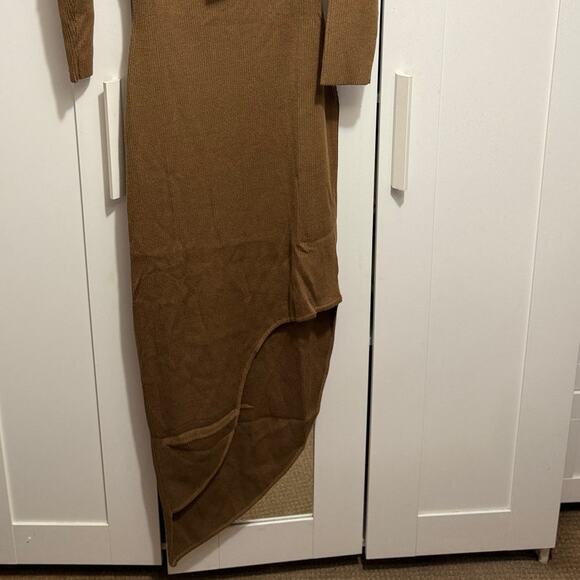 NWT Fashion Nova Tamara Camel Ribbed Knit Sweater Maxi Bodycon Dress Size XL - Picture 9 of 16